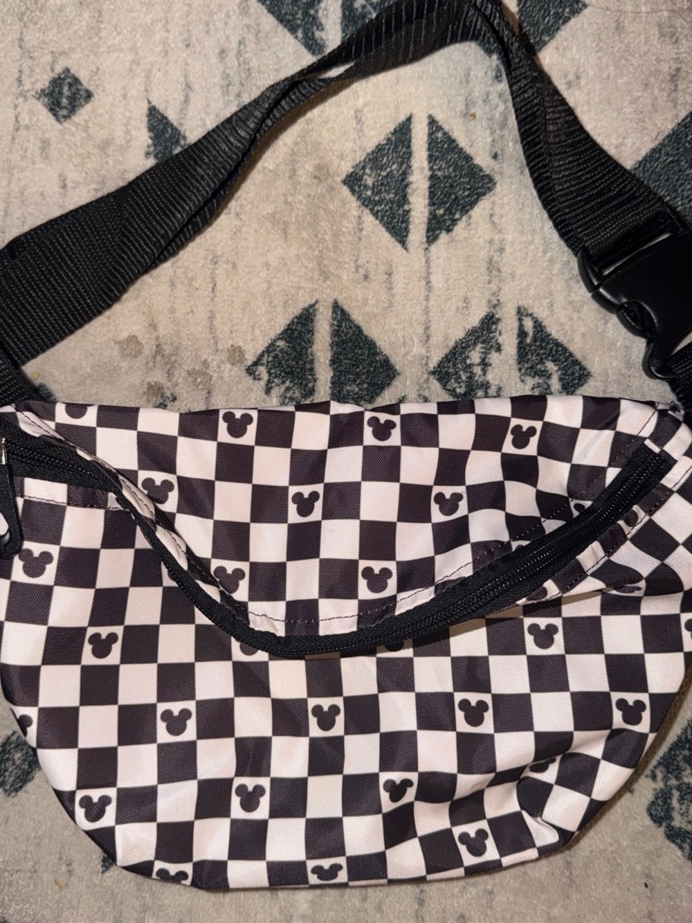Checkerboard Mickey Pattern Black & White Fanny Pack